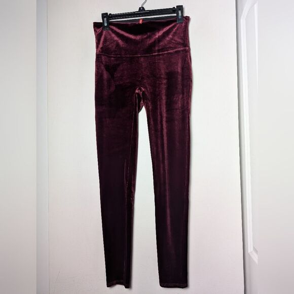Spanx Velvet Leggings Burgundy Red 2070 Sz L - Picture 2 of 10
